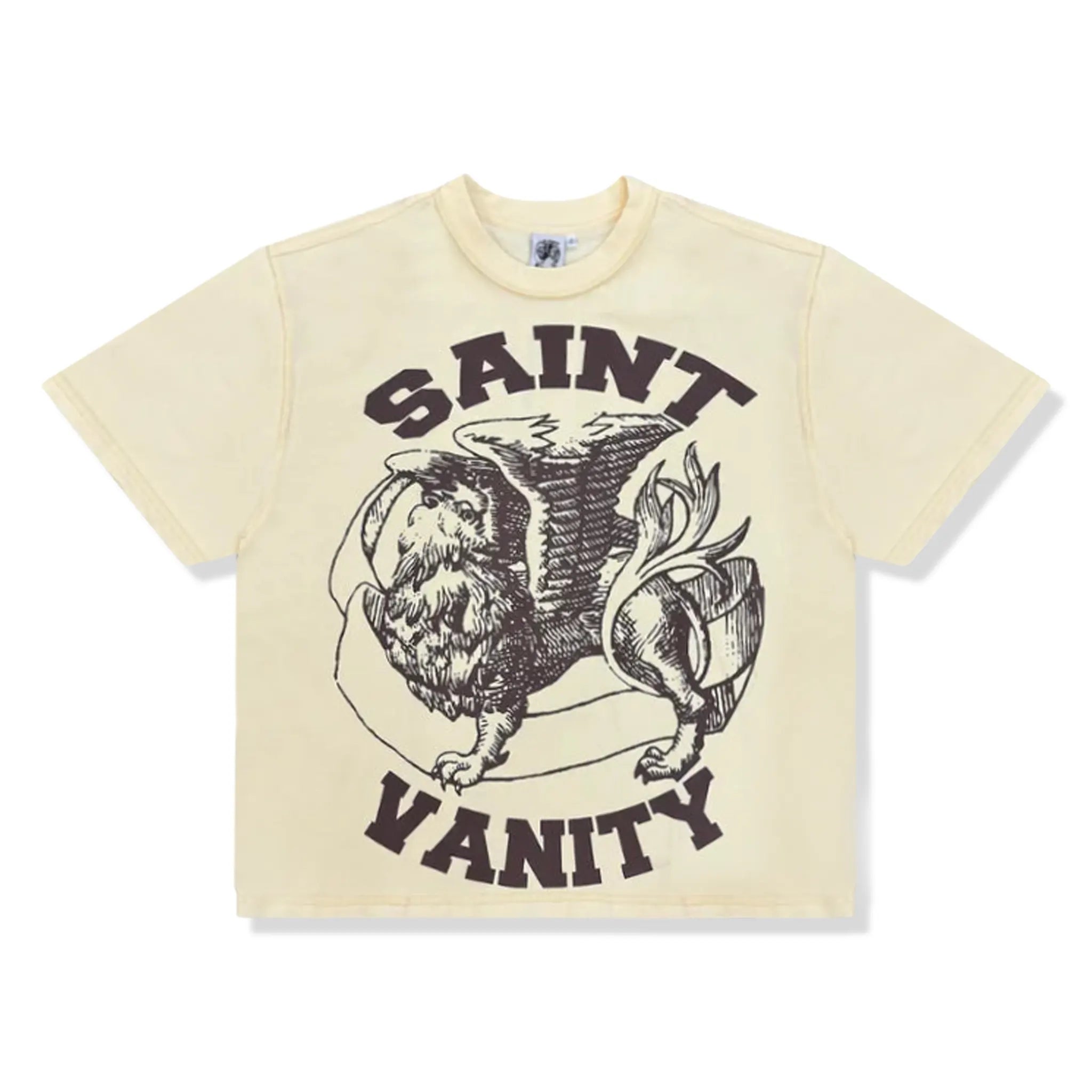 Front View of Saint Vanity Griffin Cream Brown T-Shirt